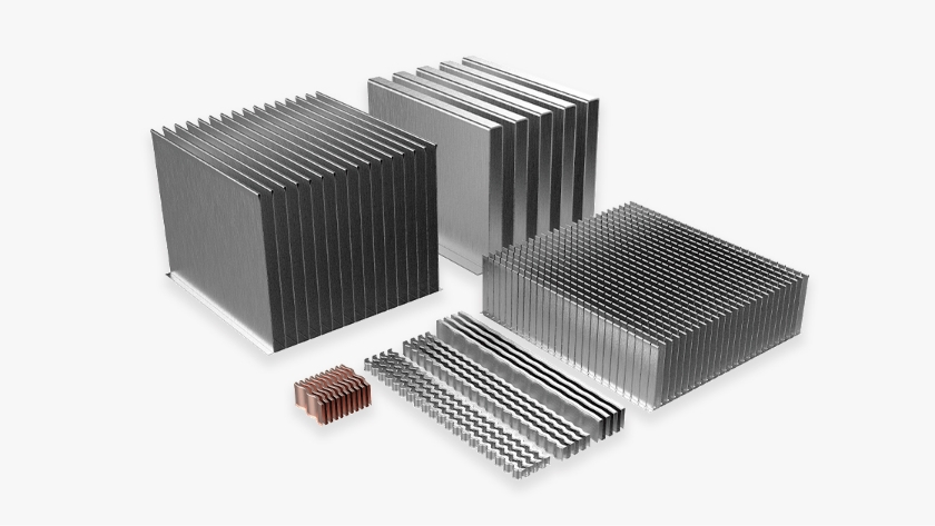 フィンの枚数や長さごとに豊富なラインナップを取り揃えています。
各サイズごとに設計したり金型製作する必要がないので、量産設備などのイニシャルコスト削減に大きく貢献します。
