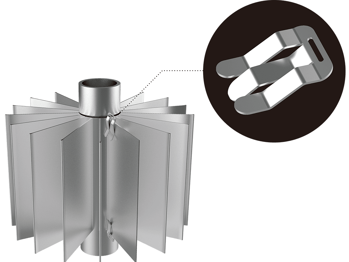 パイプ・配管 外側巻き付け<br />
フォールディングフィン OPFF-C<br />
クリップ固定