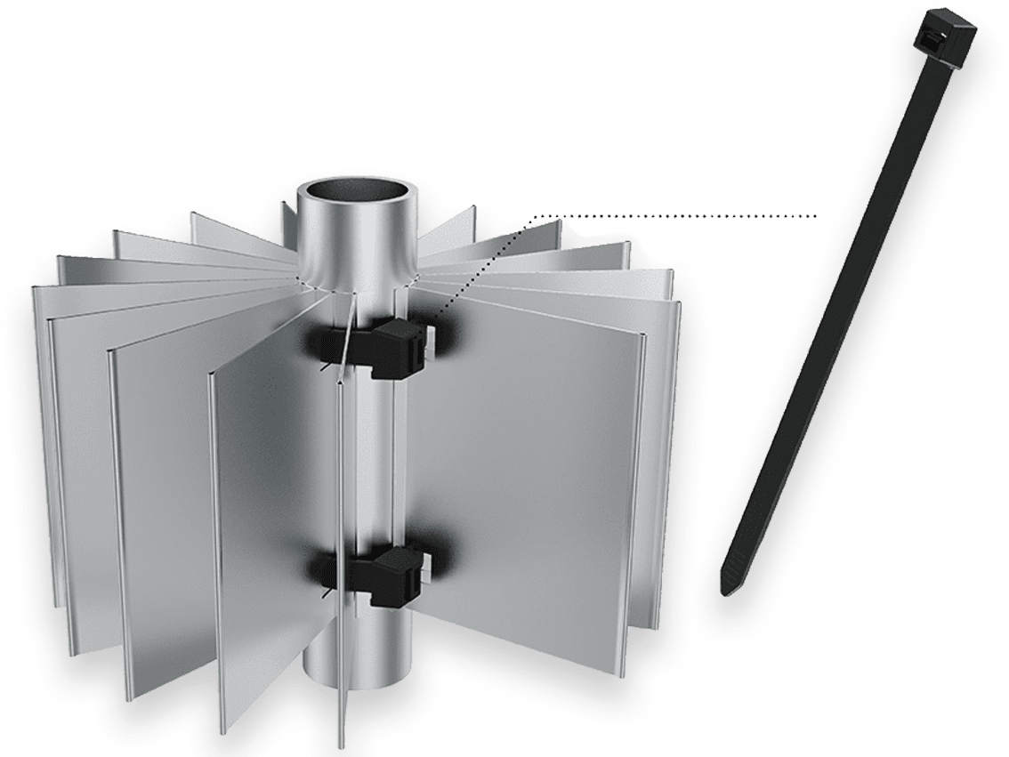 パイプ・配管 外側巻き付け<br />
フォールディングフィン OPFF-K<br />
結束バンド止めタイプ