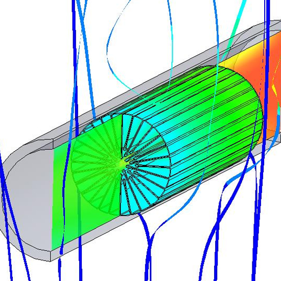 アルミ配管内側の表面積が最大16倍。丸めて、押し込むだけの伝熱フィン。