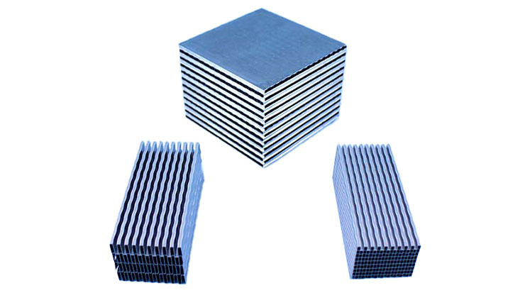 小ロット熱交換器用、高精度薄板金属伝熱フィン