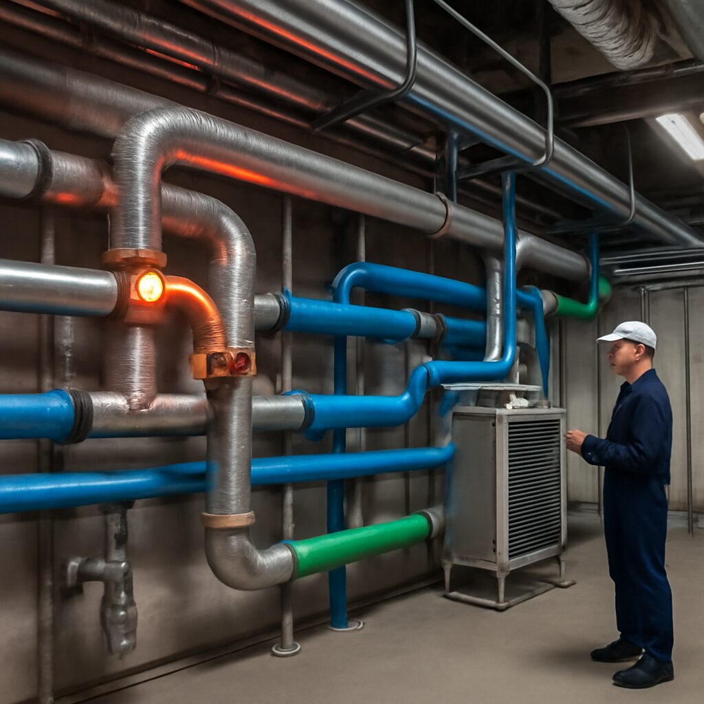 工場ユーティリティ配管の高温・熱ロス対策に、放熱フィンを使用すると効果的。蒸気・温水ラインの表面温度上昇を抑え、安全性と省エネを同時に向上。周辺機器への熱ダメージも低減。